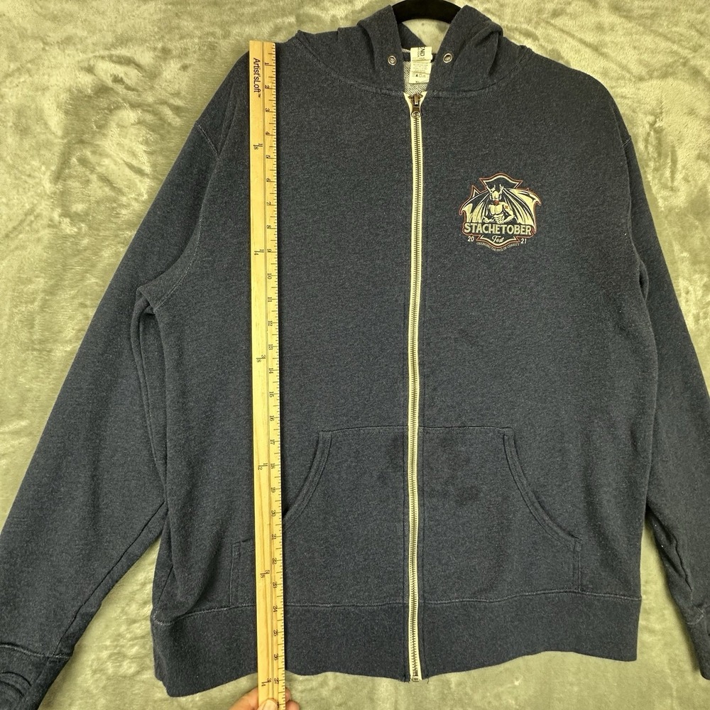Stone Brewing Zip Front Hoodie Men's XL Blue Graphic "Stachetuber Fest" 2021 - Picture 4 of 10